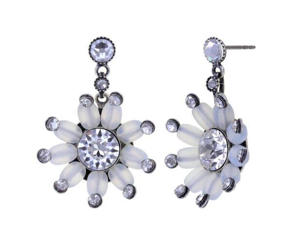Konplott - Daisy Riot - white, antique silver, earring stud dangling