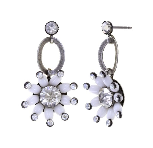 Konplott - Daisy Riot - white, antique silver, earring stud dangling