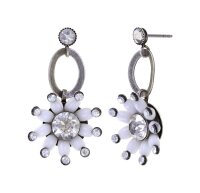 Konplott - Daisy Riot - white, antique silver, earring...