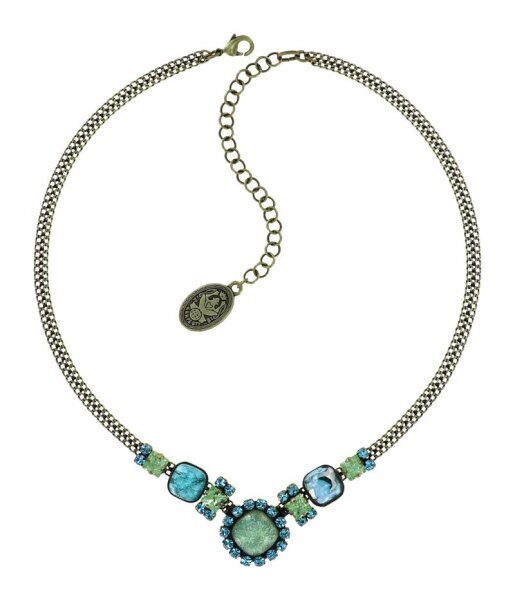 Konplott - Tea with Taylor - blue/green, light antique brass, necklace