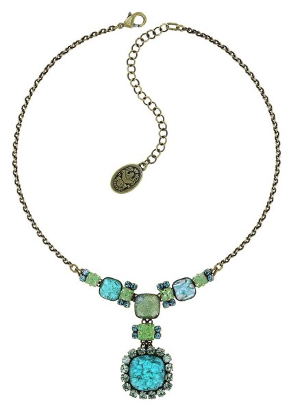 Konplott - Tea with Taylor - blue/green, light antique brass, necklace Y