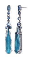 Konplott - Abegail - blue, antique silver, earring stud...
