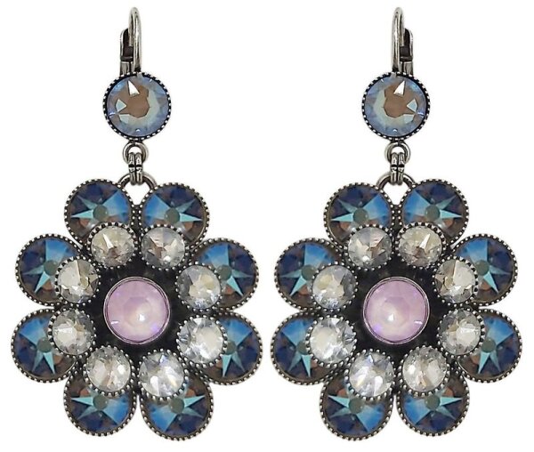 Konplott - Lost Garden - pastel, blue/pink, antique silver, earring eurowire dangling