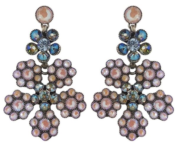 Konplott - Lost Garden - pastel, blue/pink, antique silver, earring stud dangling
