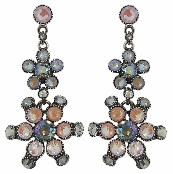 Konplott - Lost Garden - pastel, blue/pink, antique silver, earring stud dangling