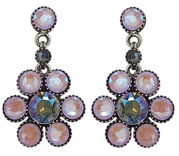 Konplott - Lost Garden - pastel, blue/pink, antique silver, earring stud dangling