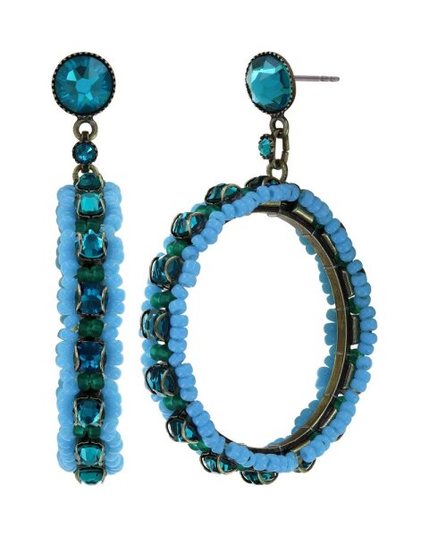 Konplott - Festival de Luxe - blue/green, antique brass, earring stud dangling