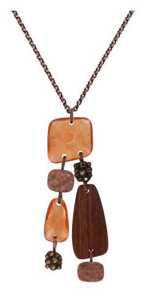 Konplott - Earth, Wind and Business - brown, antique copper, necklace pendant, long