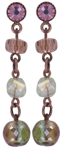 Konplott - Jelly Flow - pink/green, lt.colorado, topaz, vitrail lightLight antique copper, earring stud dangling