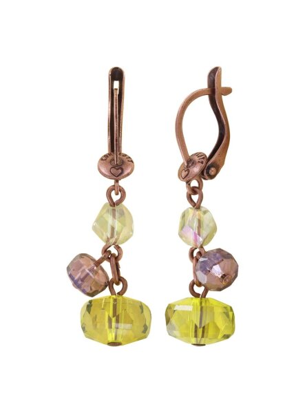 Konplott - Jelly Flow - pink/green, lt.colorado, topaz, vitrail lightLight antique copper, earring dangling