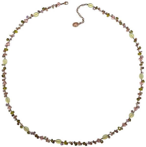Konplott - Jelly Flow - pink/green, Light antique copper, necklace long