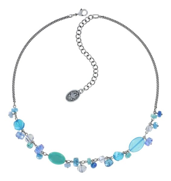 Konplott - Jelly Flow - blue, Light antique silver, necklace