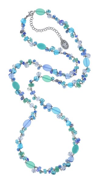 Konplott - Jelly Flow - Blau, helles Antiksilber, Halskette lang