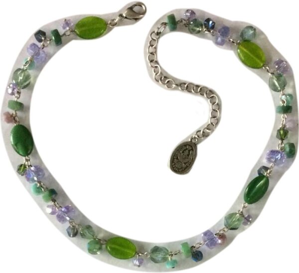 Konplott - Jelly Flow - green/lila, Light antique silver, necklace