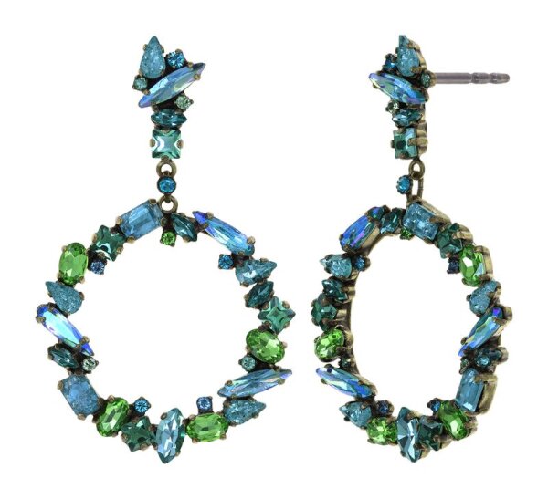 Konplott - Abegail - Jungle Greens, blue/green, Light antique brass, earring stud dangling