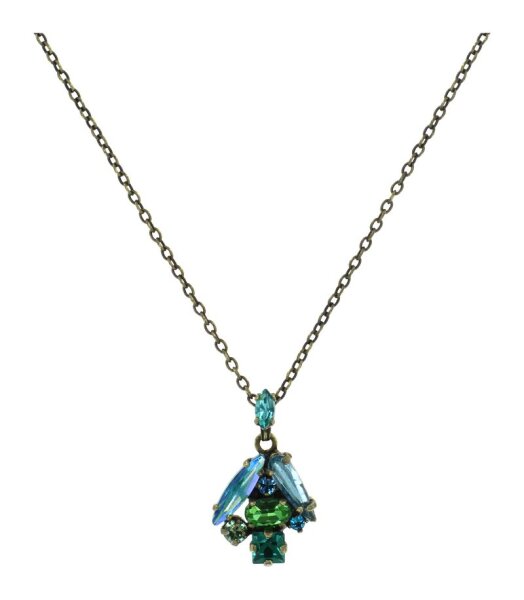 Konplott - Abegail - Jungle Greens, blue/green, Light antique brass, necklace pendant