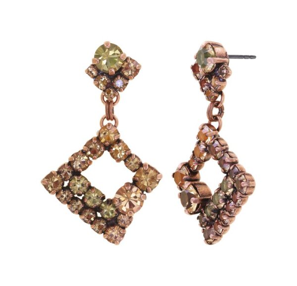 Konplott - Matrix - brown/orange, antique copper, earring stud dangling