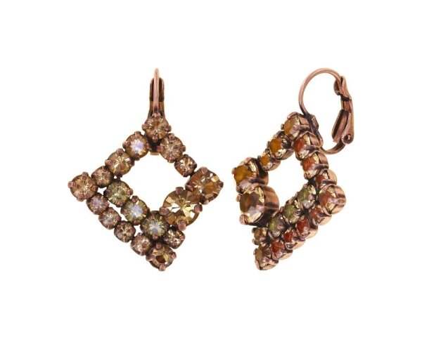 Konplott - Matrix - brown/orange, antique copper, earring eurowire