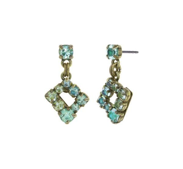 Konplott - Matrix - green, antique brass, earring stud dangling