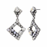 Konplott - Matrix - white, antique silver, earring stud...