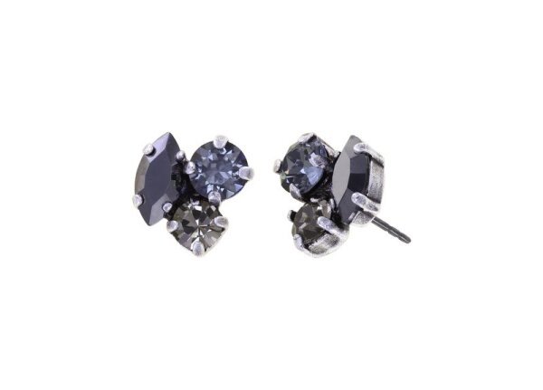 Konplott - Ballroom - black, antique silver, earring stud