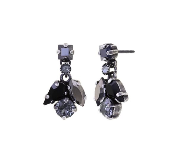 Konplott - Ballroom - black, antique silver, earring stud dangling