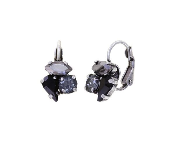 Konplott - Ballroom - black, antique silver, earring eurowire