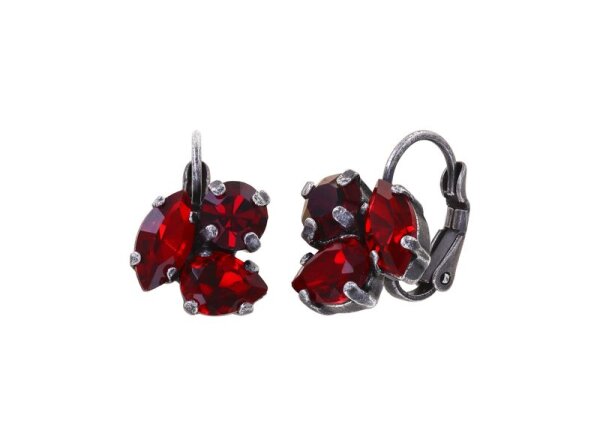 Konplott - Ballroom - red, dark antique silver, earring eurowire