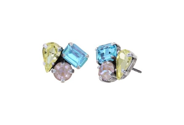 Konplott - Ballroom - pastel multi, antique silver, earring stud