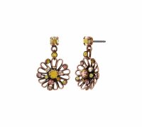 Konplott - Distel - yellow, antique copper, earring stud...