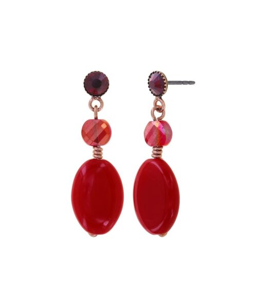 Konplott - Jelly Flow - red, antique copper, earring stud dangling