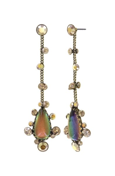 Konplott - Gorgeous - brown/green, antique brass, earring stud dangling