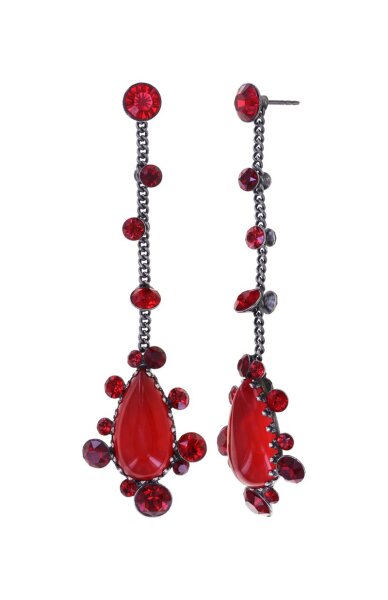 Konplott - Gorgeous - red, dark antique silver, earring stud dangling