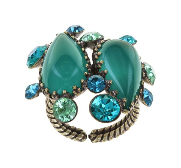 Konplott - Gorgeous - green, antique brass, ring