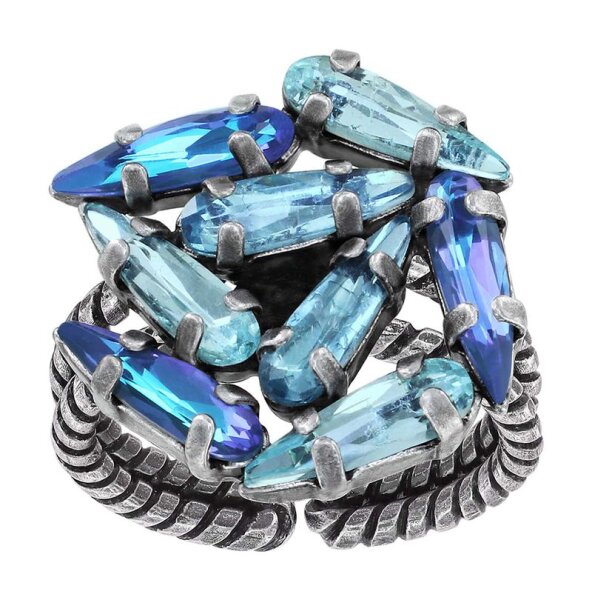 Konplott - Jumping Drops - blue, antique silver, ring
