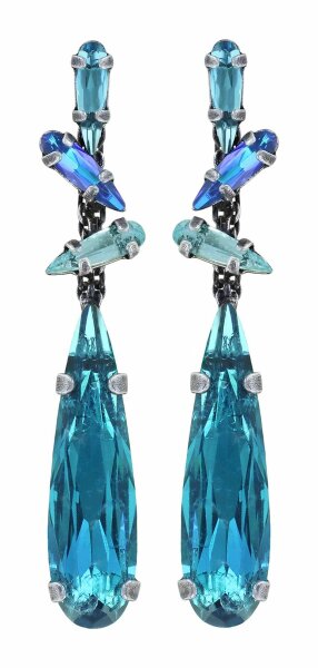 Konplott - Jumping Drops - blue, antique silver, earring