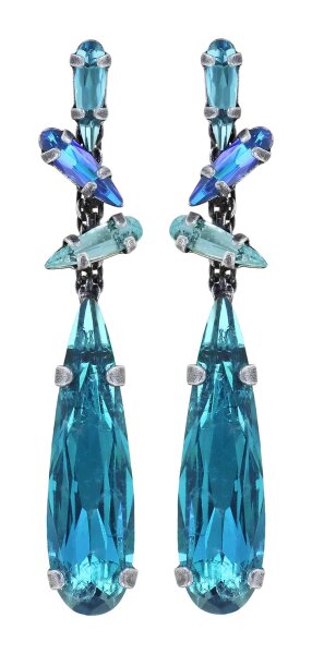 Konplott - Jumping Drops - blue, antique silver, earring
