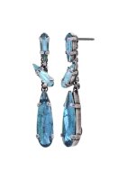 Konplott - Jumping Drops - blue, antique silver, earring