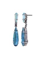 Konplott - Jumping Drops - blue, antique silver, earring