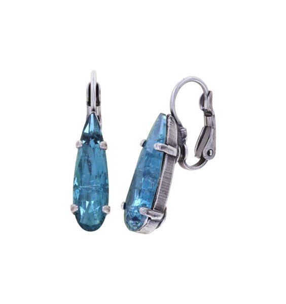 Konplott - Jumping Drops - blue, antique silver, earring eurowire