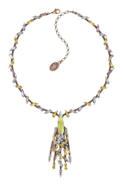 Konplott - Jumping Drops - yellow/lila, antique brass, necklace Y