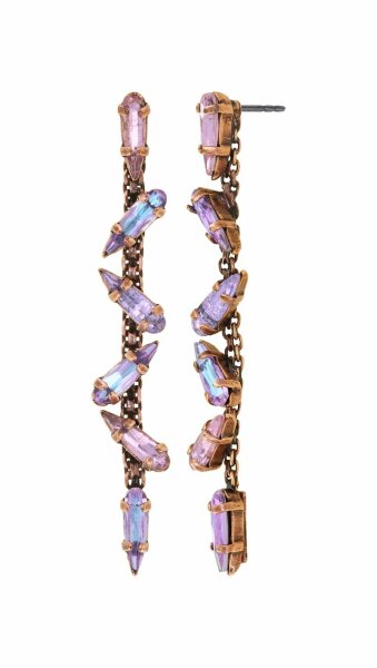 Konplott - Jumping Drops - beige/lila, antique brass, earring