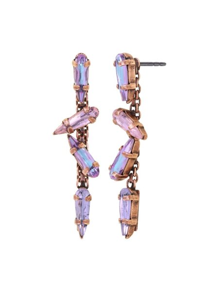 Konplott - Jumping Drops - beige/lila, antique brass, earring