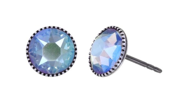Konplott - Black Jack - blue, lt. sapphire shimmer, antique silver, earring stud-flat