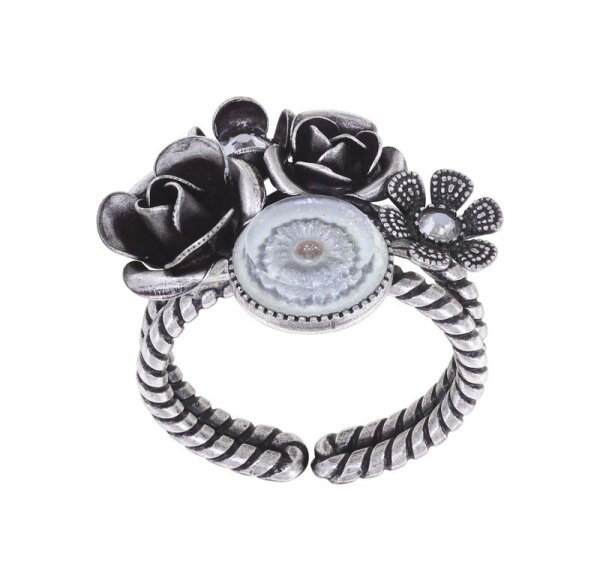 Konplott - Love, Hope and Destiny - white, light antique silver, ring