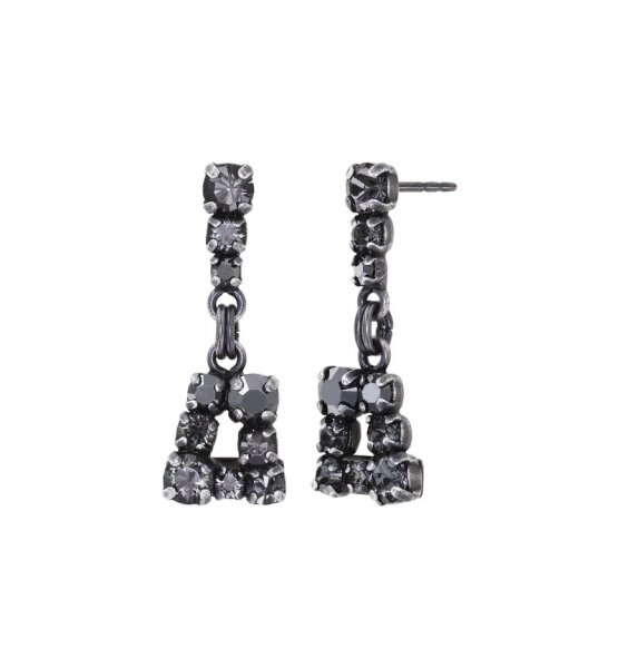 Konplott - Mytrix (II) - black, dark antique silver, earring stud dangling