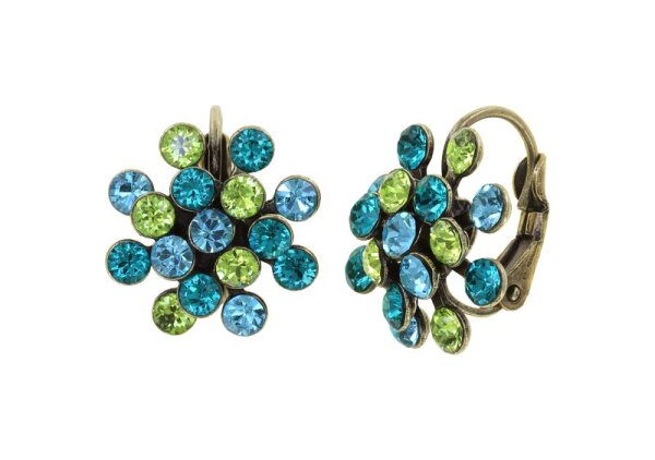 Konplott - Magic Fireball - blue/green, antique silver, earring eurowire mini