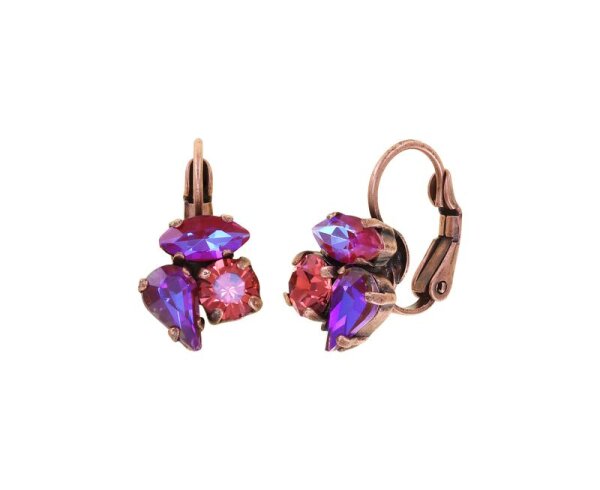 Konplott - Ballroom - red/pink, antique copper, earring eurowire