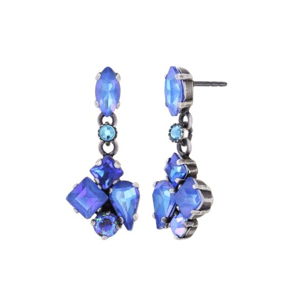 Konplott - Ballroom - blue, antique silver, earring stud dangling