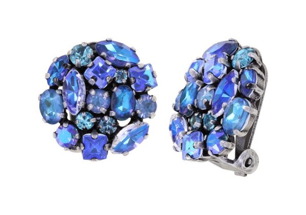 Konplott - Ballroom - blue, antique silver, earring clip